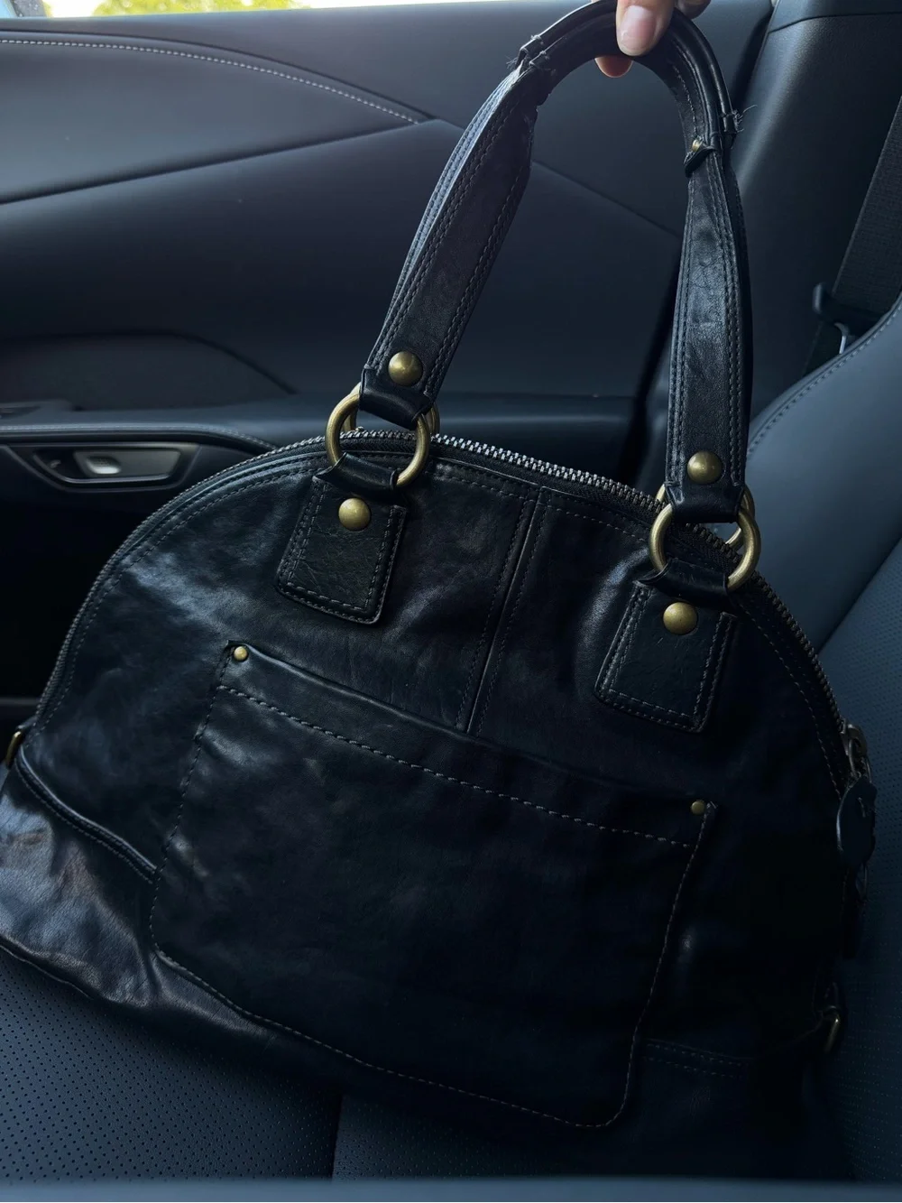 Coach Legacy Luci Dome Satchel Black Leather Brass Hardware Style 11649